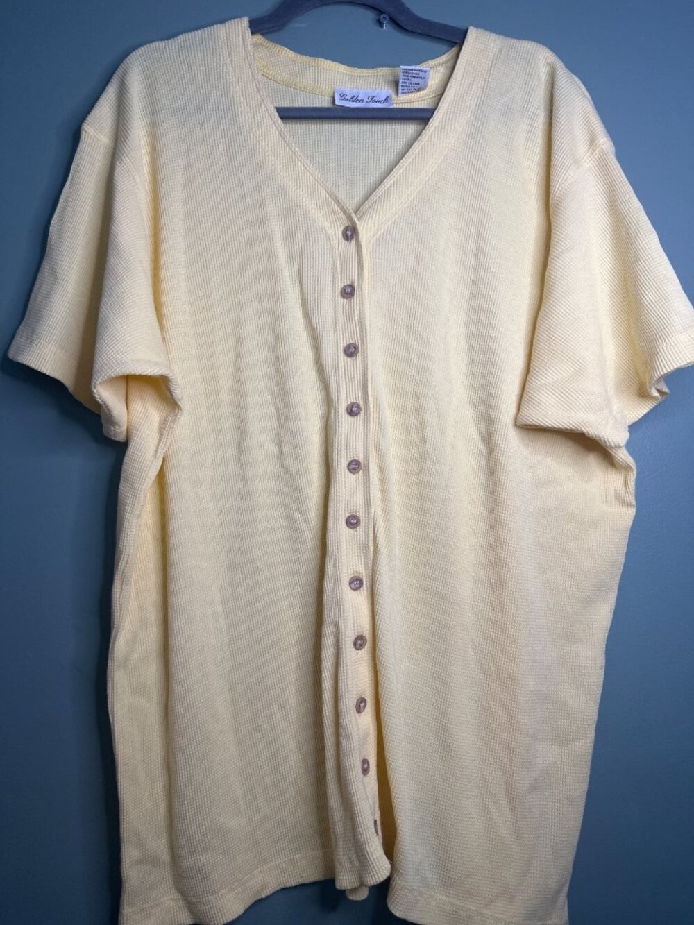 Golden Touch Women's 3X Butter Yellow 100% Cotton Top Textured minimalist y2k
